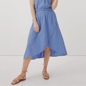Pact Wedgewood Coastal Double Gauze Wrap Skirt M